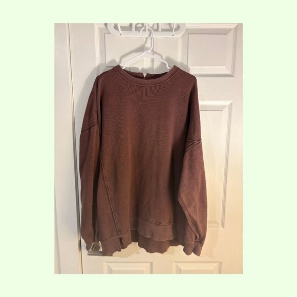 Aerie "The Chill Crew" Sweatshirt, Brown, Size L - Picture 2 of 4